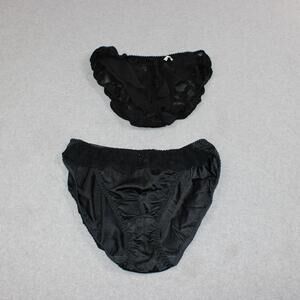 Vintage Olga Oscar De La Renta Panties Women Medium 7 Black Lace Brief 80s x 2